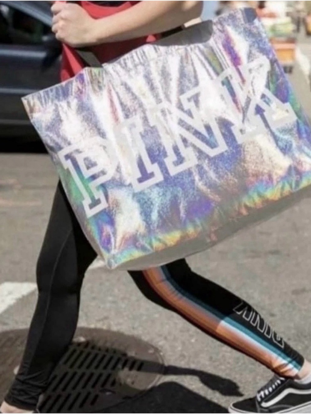 PINK Victoria's Secret Iridescent Holographic Tote - Rainbow Shine